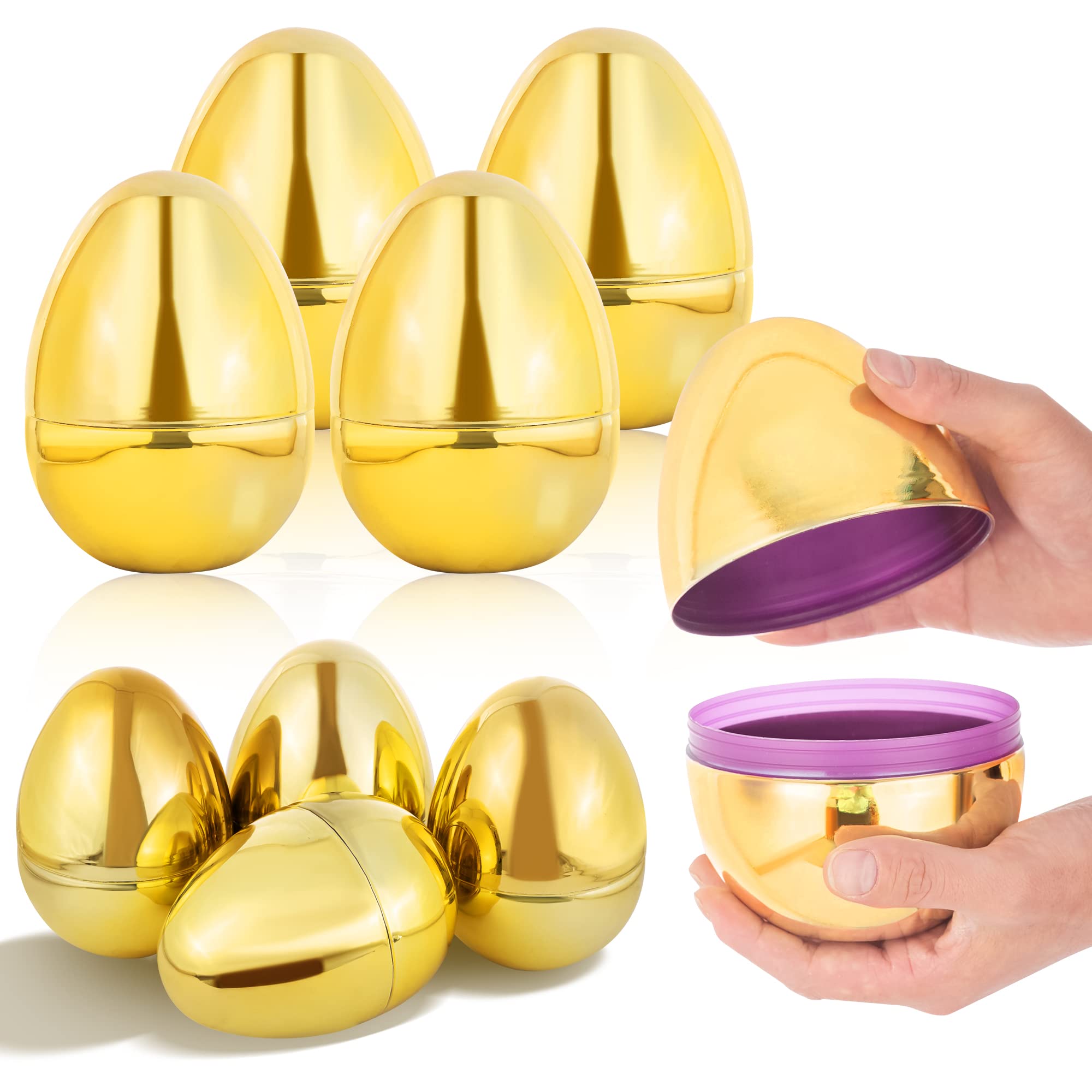 Photo 1 of NJN 4Pcs 150mm/5.9inch Gold eggs, Golden easter eggs, Plastic easter eggs perfect for easter egg hunt, metallic empty Surprise eggLPNPMDQ5739364
