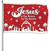 Jesus Is The Reason for The Season Flag 3x5 Ft Double Sided Christmas Nativity Flag Christian Nativity Scene Flags for Outdoor Indoor House Yard Outside Sign Decor