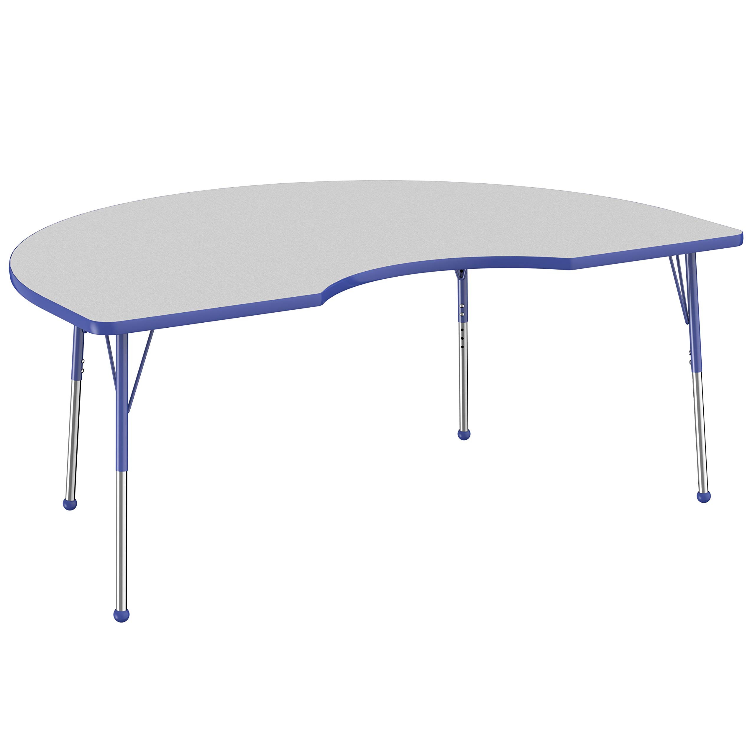 Photo 1 of ***(MISSING PART -TABLE TOP ONLY)*** Factory Direct Partners 10087-GYGN Kidney Activity School and Office Table (48" x 72"), Standard Legs with Ball Glides, Adjustable Height 19-30" - Gray Top and Blue Edge **** Missing Part.... The legs 
