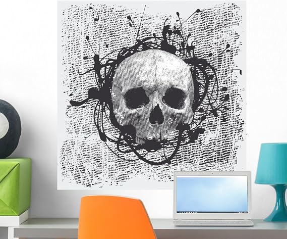 Amazon.com: Wallmonkeys Vector Grunge Halftone Background with a Skull