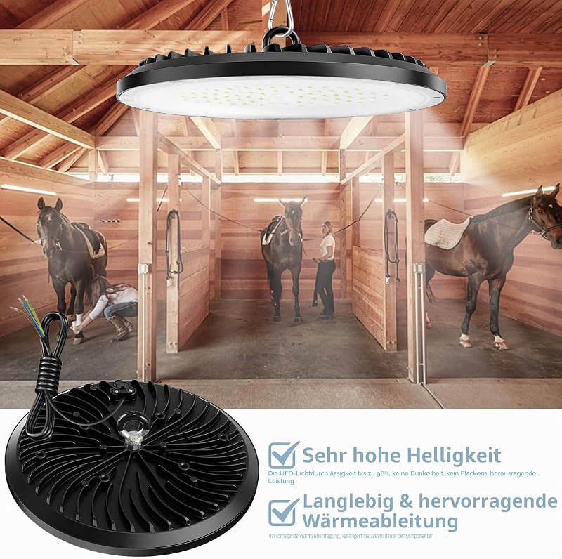UFO LED hallenstrahler,LED Werkstattlampe,IP65 Wasserdichte Industrielampe für Fabriken, Lagerhäuser,Garagen (4 Pack, 200W)