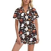 QIYEXING Women's Pajama Sets Button Down Nightwear Lounge Set, Pattern Print Two Piece Sleepwear Jammies Outfit S-XXL