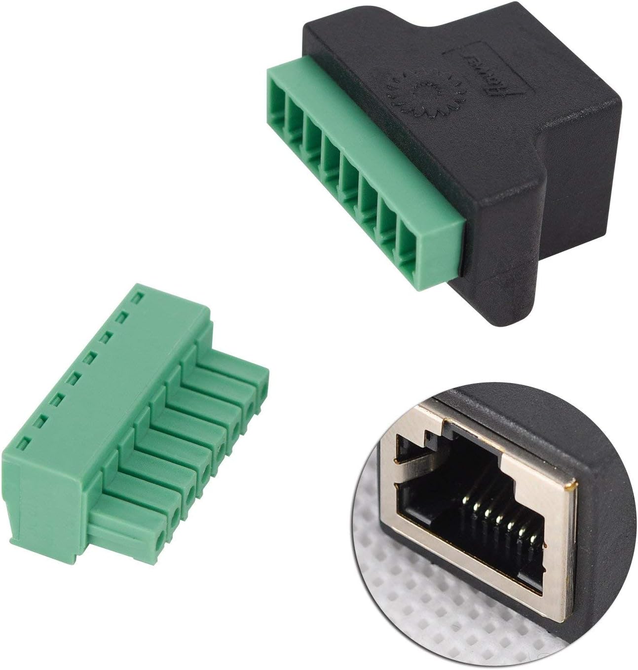 COVVY RJ45 Female To 8 Pin Screw Term Block Terminal Connector Cat7 Cat6 Cat5 Cat5e Ethernet Cable Extender Adapter CCTV Digital DVR Network Adapter In-Line Coupler (Female,2 PCS) - Image 3