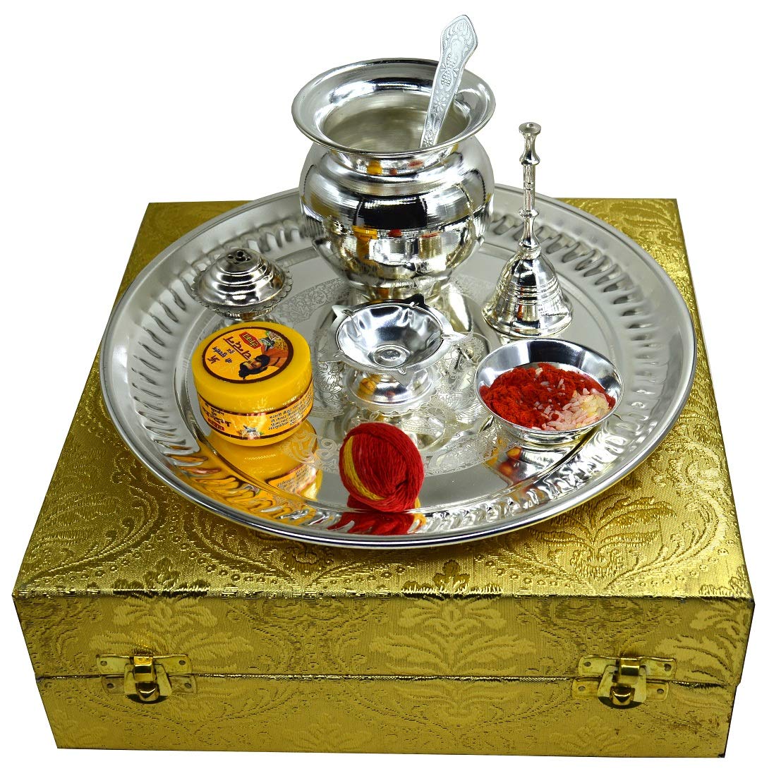 Buy ME & YOU Silver Plated Puja Thali Set (Silver Plated Pooja Plate