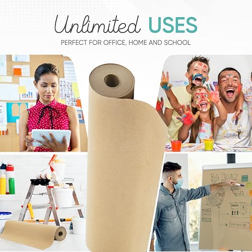 Paclord Yellow Kraft Paper Roll – 18" X 100 Ft, 45 Lbs Thick, USA Made For Crafts, Wrapping, School Art