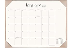 Simplified Desk Calendar 2026 with Desktop Mat, Cabbrix Large Desk Pad Calendar 21" x 16-1/2" Runs From January 2026 to December 2026, Desk Blotter Calendar for Home School and Office (Apricot)