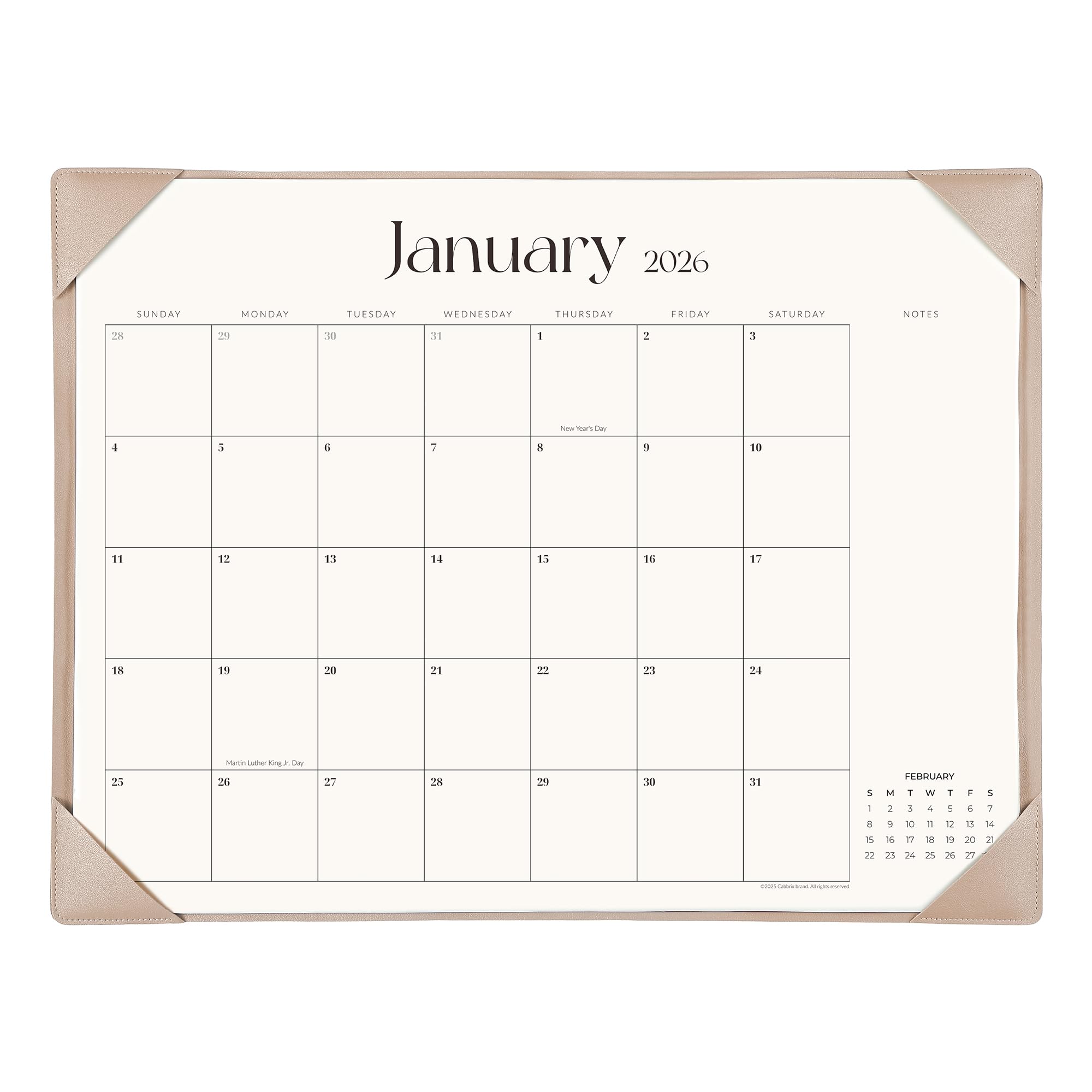 Simplified Desk Calendar 2024-2025 with Desktop Mat, Cabbrix Large Desk Pad Calendar 21 x 16.5 Inch Runs From Jan 2024 to Jun 2025, Desk Blotter Calendar for Home School and Office (Apricot)