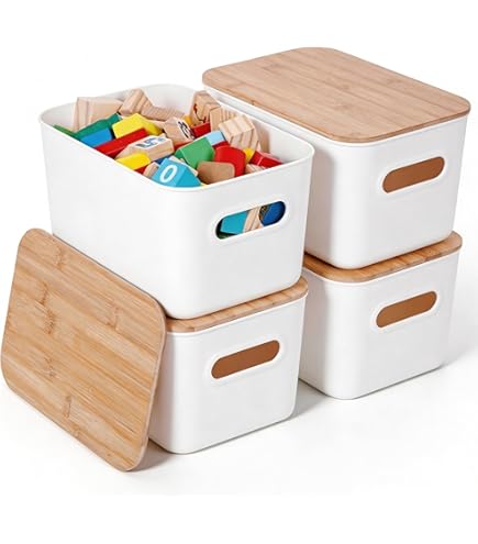 Amazon.com: Isaac Jacobs 2-Pack XL White Storage Bin Set w/Cut-Out