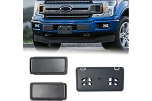 KARPAL Bumper Guards Pads Insert Caps + License Plate Frame Bracket Compatible with 2018 2019 2020 Ford F150 F-150 Front LH Left Driver + RH Right Passenger Side