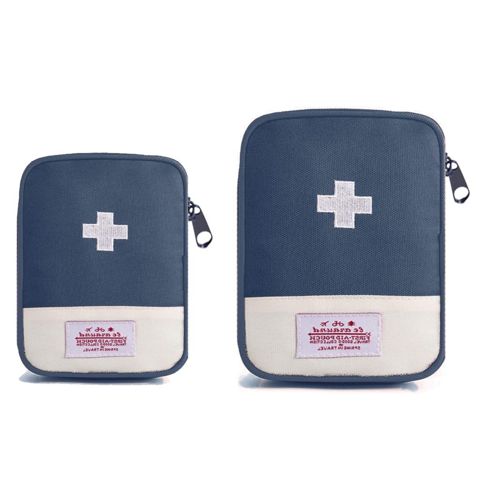 FYHJNC Travel Mini First Aid Pouch, 2 Pack Portable Mini First Aid Kit Storage Bag for Medicine Boxes, Reusable Medical Kits Empty Rescue Bag for Sports Camping Hiking Outdoor Activities Emergency