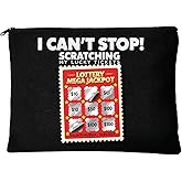 JEFBFBWE I Can’t Stop Scratching” Lottery - Themed Makeup Bag, Funny Lottery Scratching Gift,Scratch Ticket Zipper Cosmetic Pouch, Gifts For Casino Lover & Lotterys Player