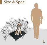 Ellie-Bo Black Standard Large 36-Inch Folding 2-Door Dog Crate with Tray view 6