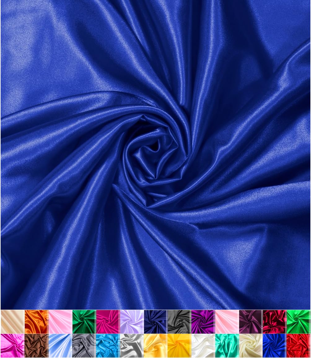 Satin Fabric | Decoration & Sewing | Shiny & Luxury | 60" Wide Roll | Metallic Shiny | Upholstery, Lining, Drapery, DIY Crafts (Royal Blue, 5 Yards)