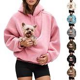 XUIXNW Womens Cat Pouch Hoodie Kangaroo Pocket Dog Pouch Sweatshirts Pet Carrier Animal Holder Long Sleeve Pullover Tops