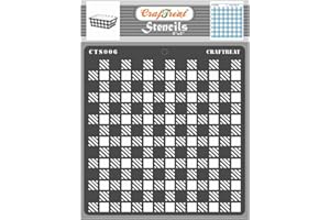 CrafTreat Geometric Stencils for Painting on Wood, Wall, Tile, Canvas, Paper, Fabric and Floor - Shepherds Checkers Stencil - 6x6 Inches - Reusable DIY Art and Craft Stencils