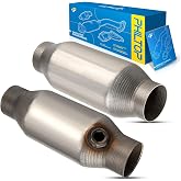PHILTOP Catalytic Converter for 2.5 Inch Inlet/Outlet Universal | High Flow Catalytic Converter Direct-Fit with O2 Port, 410250, EPA Compliant