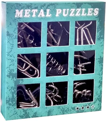 ST Creation Metal Wire Puzzle IQ Mind Brain Teaser Interlocking Games Set Educational for Kids/Teenagers All Age Group for Gift-(9 Pieces)