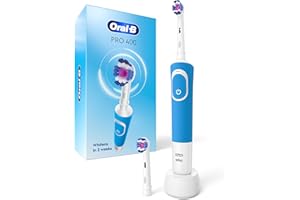 Oral-B Pro 400 3D White Vitality Electric Toothbrush with (2) Brush Heads, Rechargeable, Blue