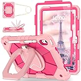WESOROL Case for iPad (A16) 11th Generation 11 Inch (2025) iPad 10th Generation 10.9 Inch (2022),Full-Body Drop Protection i Pad Case 10th Gen with Rotating Stand Screen Protector Pencil Holder,Rose
