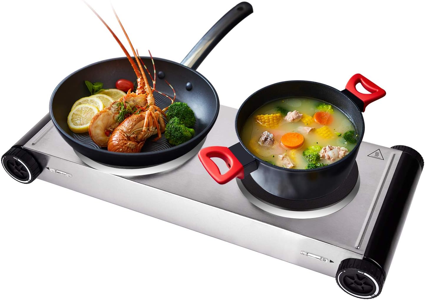 YOURLITE Hot Plate for Cooking Portable Electric Single Burner, 900W Cast Iron Countertop Burner with Temperature Control, Insulation Wood Handle