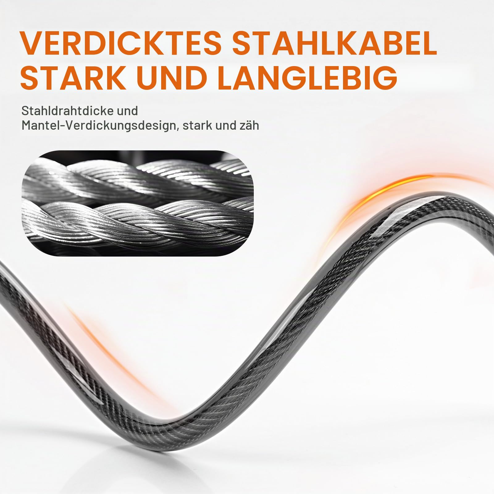 AiQInu Fahrradschloss Zahlenschloss 120cm/12mm Kabelschloss Sicherheitsstufe Sehr Hoch 5-Stellig zahlenschloss für Fahrrad Tricycle Scooter 3