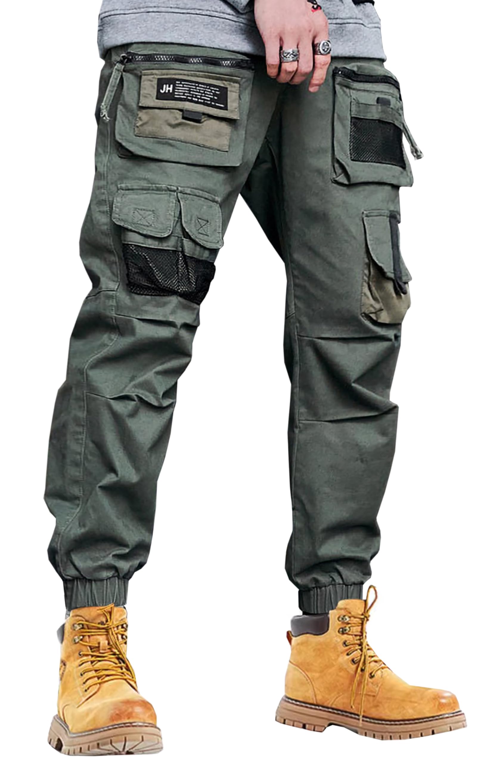 MOKEWEN Men's Jogger Irregular Splice Buckle Urban