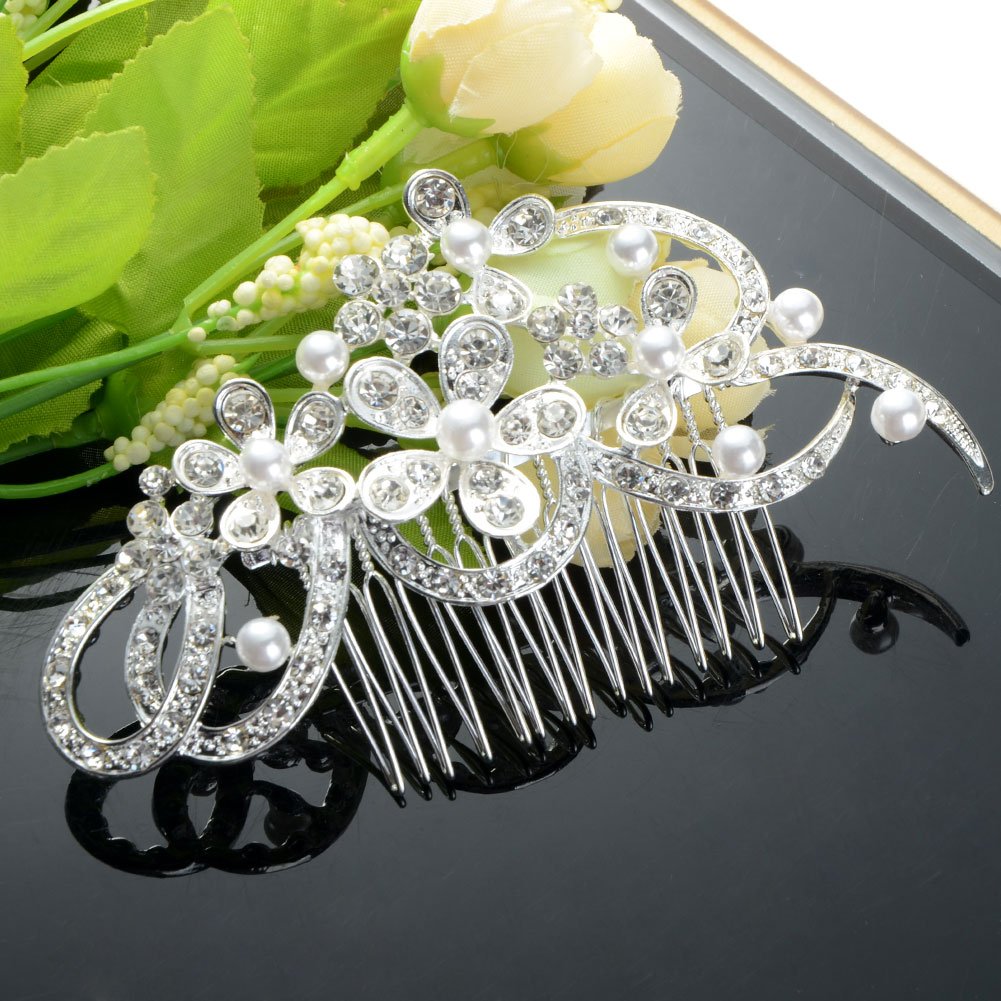 Gentlecarin Pack of 5 Vintage Bling Crystal Hair Comb for Women Princess Luxury Style