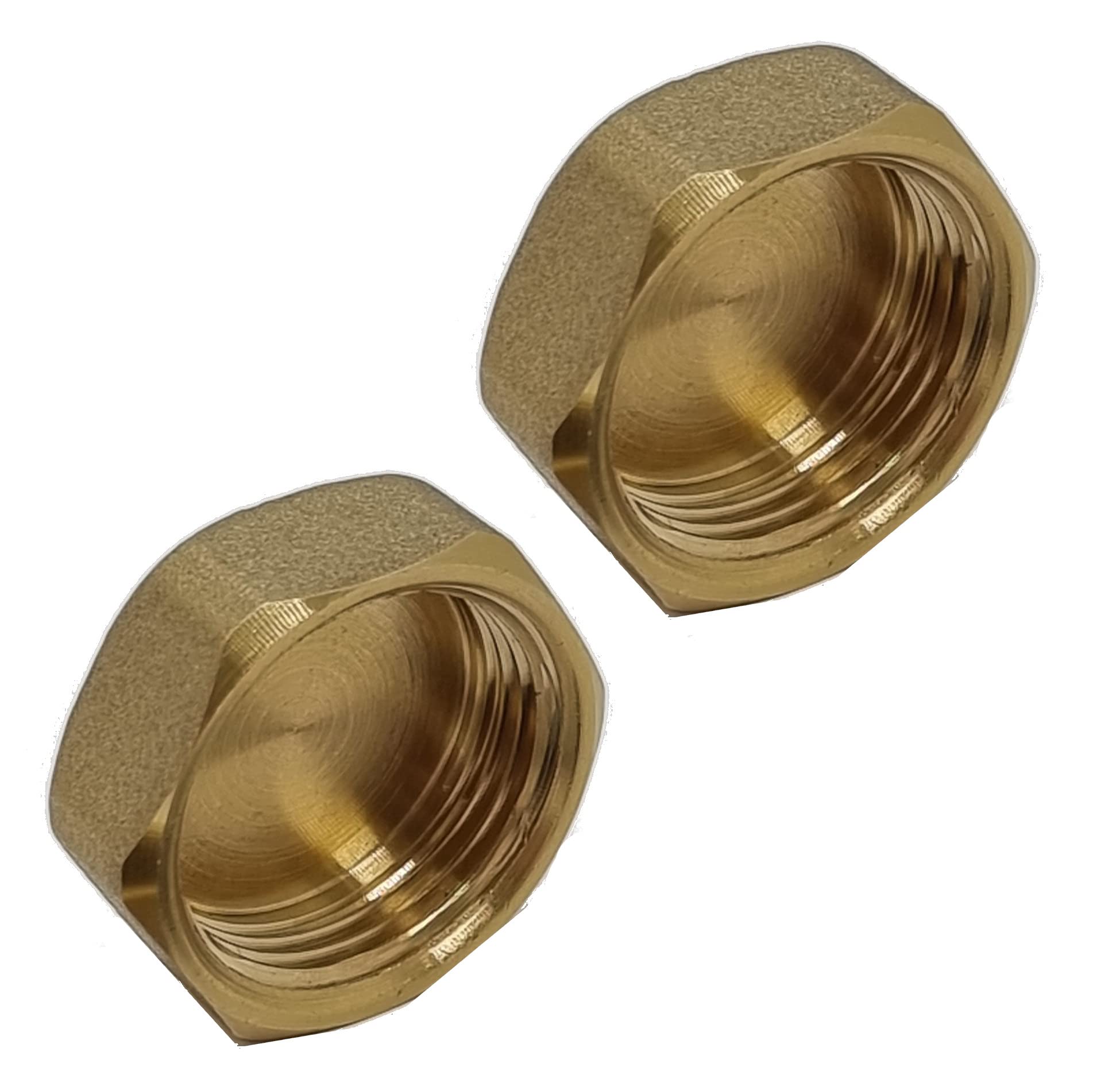 Pipestation® 15mm Fitting Blanking Cap 1/2" Female Thread - Pack of 2 | Compression Plumbing Fittings | Hex Brass Blanking Nut Caps | Blanking Stop Cap 1/2 inch | Brass Fitting Caps | Pipe Fitting Cap