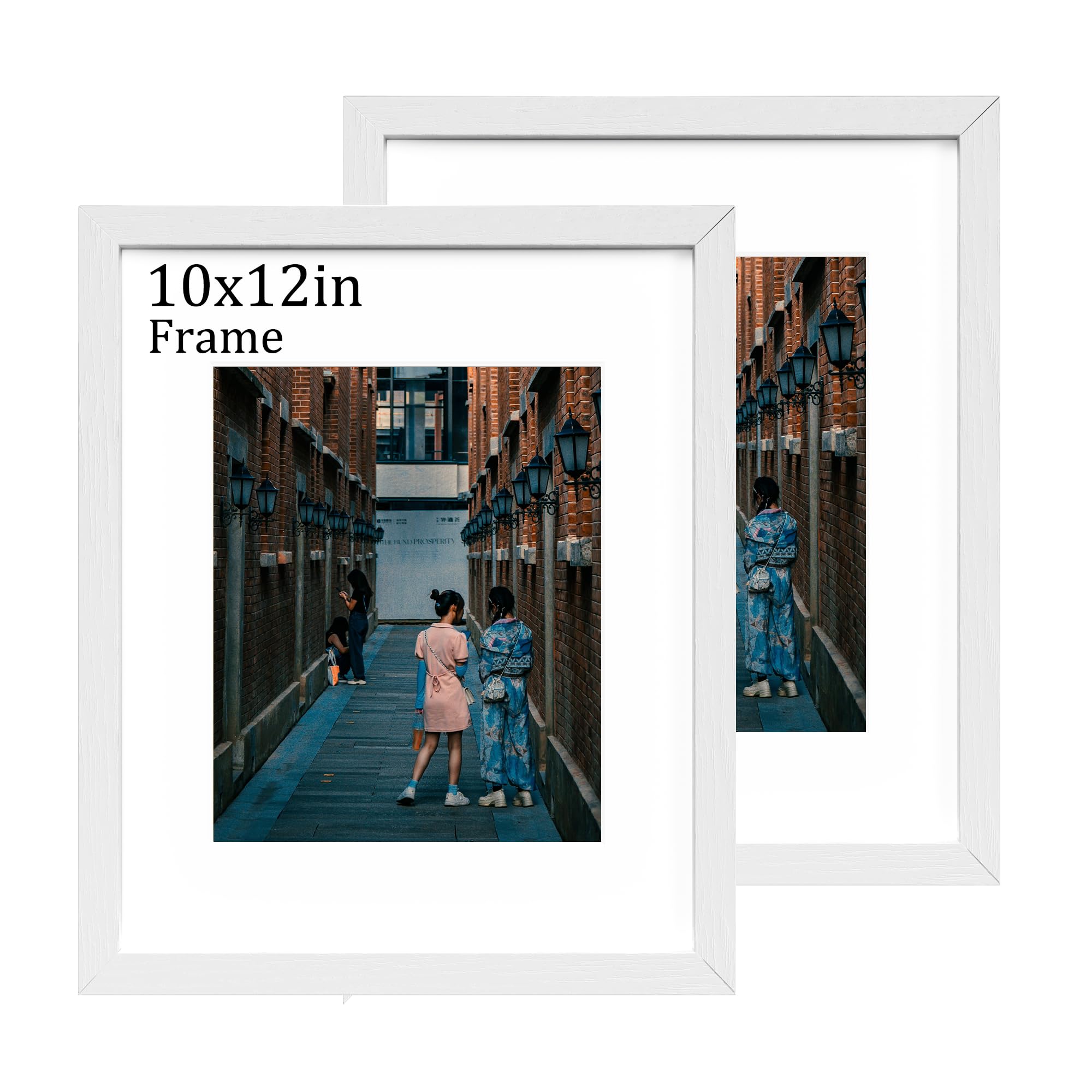 MEGAROOM 10 x 12 Wood Picture Frame Set of 2 - Photo Frame for 10 x 12 Print and 6 x 8 Picture Photo- Picture Frame with Clear Perspex Front - Wall Mounting to Hang Portrait or Landscape (White) — image 1
