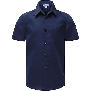 AOTIK Boys Dress Shirts Short Sleeve Button Down Shirt with Chest Pocket | Button up Shirt, Collared, School Uniform, Stretch