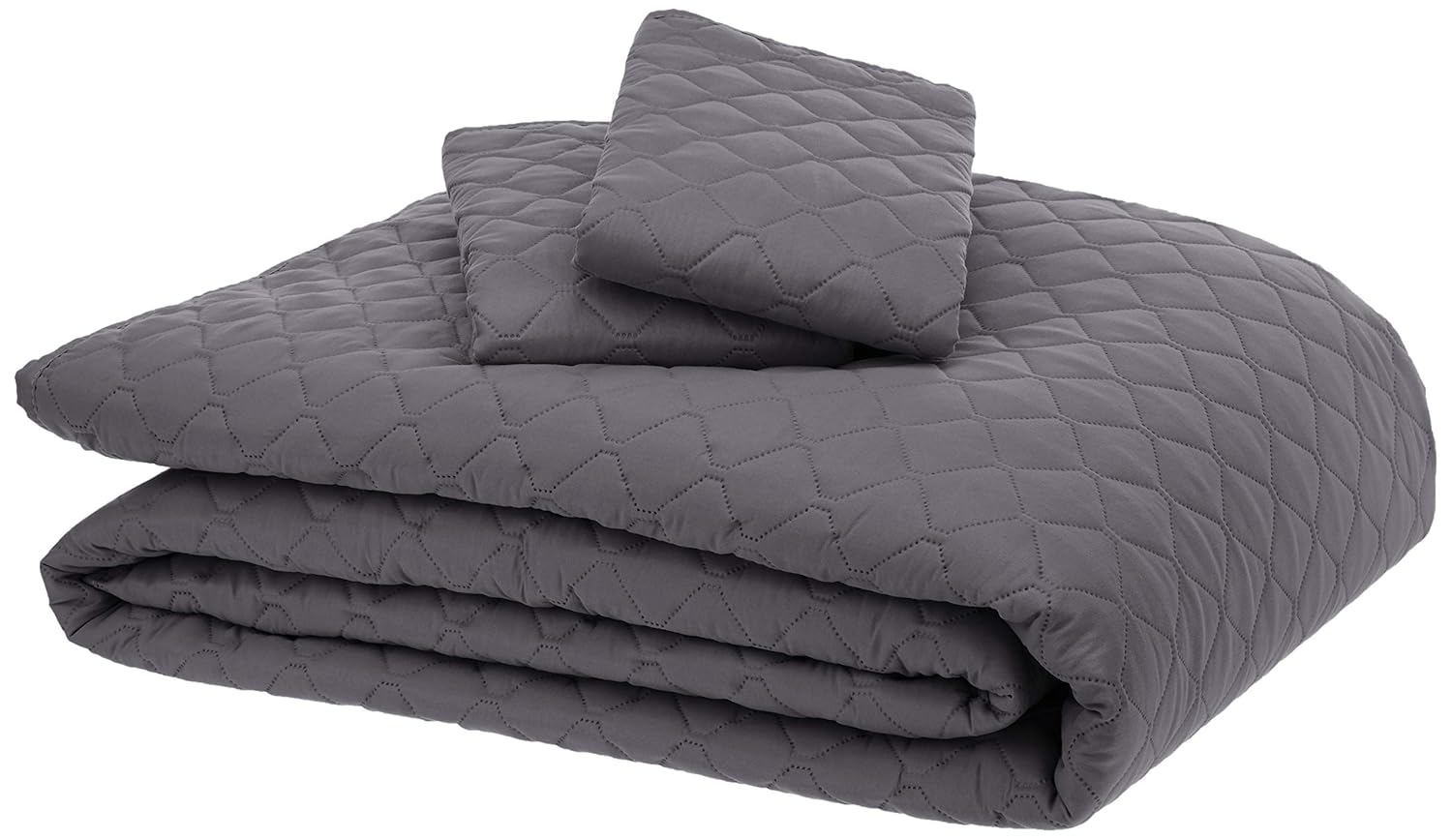 AmazonBasics Oversized Embossed Coverlet - Full/Queen, Dark Grey Diamond