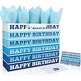 Xustanina 13" Large Blue Gift Bag (Includes Card, Colored Paper, Envelope, and Stickers), Happy Birthday Gift Bag, Boys and Girls Birthday Party Supplies