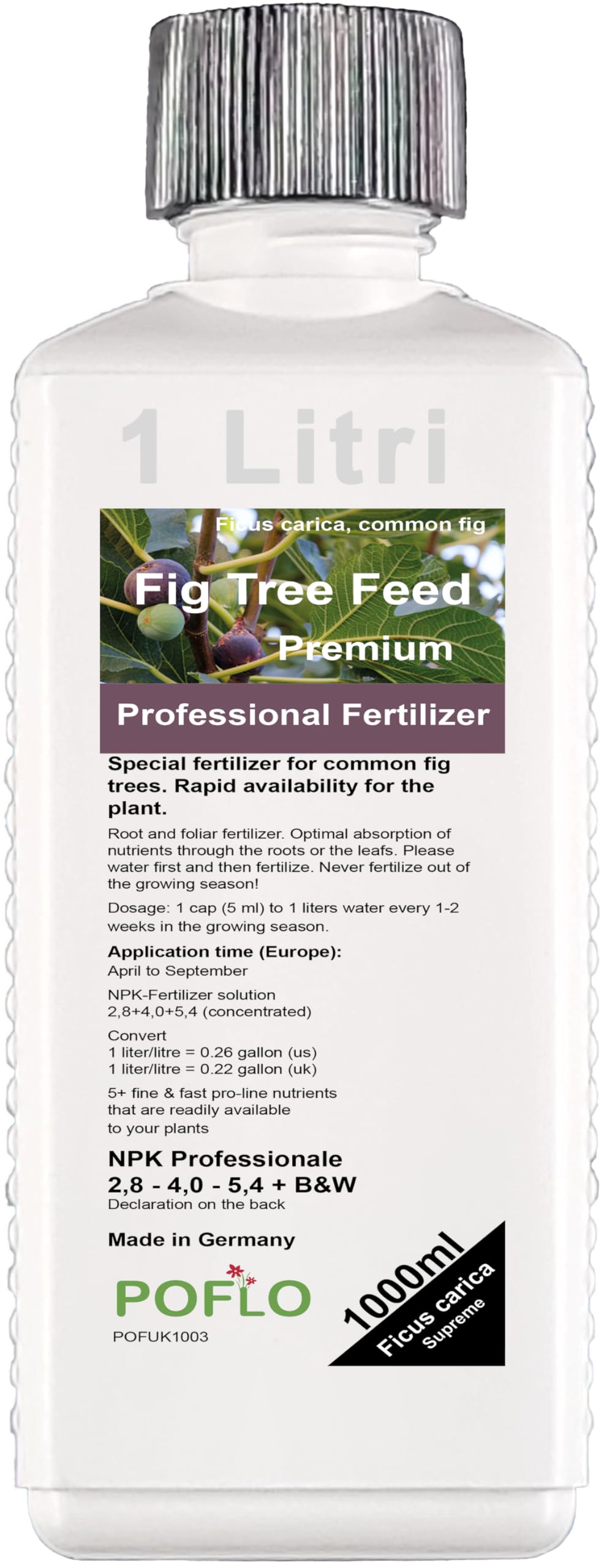POFLO Fig tree Liquid Fertilizer NPK for Common fig, Ficus carica, Mountain Fig, Rock Fig (1000ml)