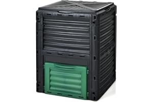 Goplus Compost Bin, 80 Gallon (300 L) Large Outdoor Composting Box w/Top Flip Latch-on Lid, Bottom Exit Door, BPA Free Material, Grass Food Trash Composter Barrel for Garden Yard, Easy Assembly