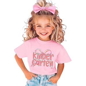 MULOIUDZ Bow First Day of School Outfits Kid Toddler Girls Kindergarten 1st 2nd Grade Shirts Back to School T-Shirt Tee Tops
