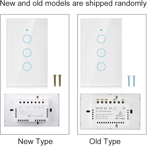 Yinhing Wi Fi Wandschalter Smart Switch Sprachsteuerungsschalter WiFi Touchscreen Schalter Single Circle for Home fr Alexa fr Google 3 Wege Wechselstrom 90 250 V Wei