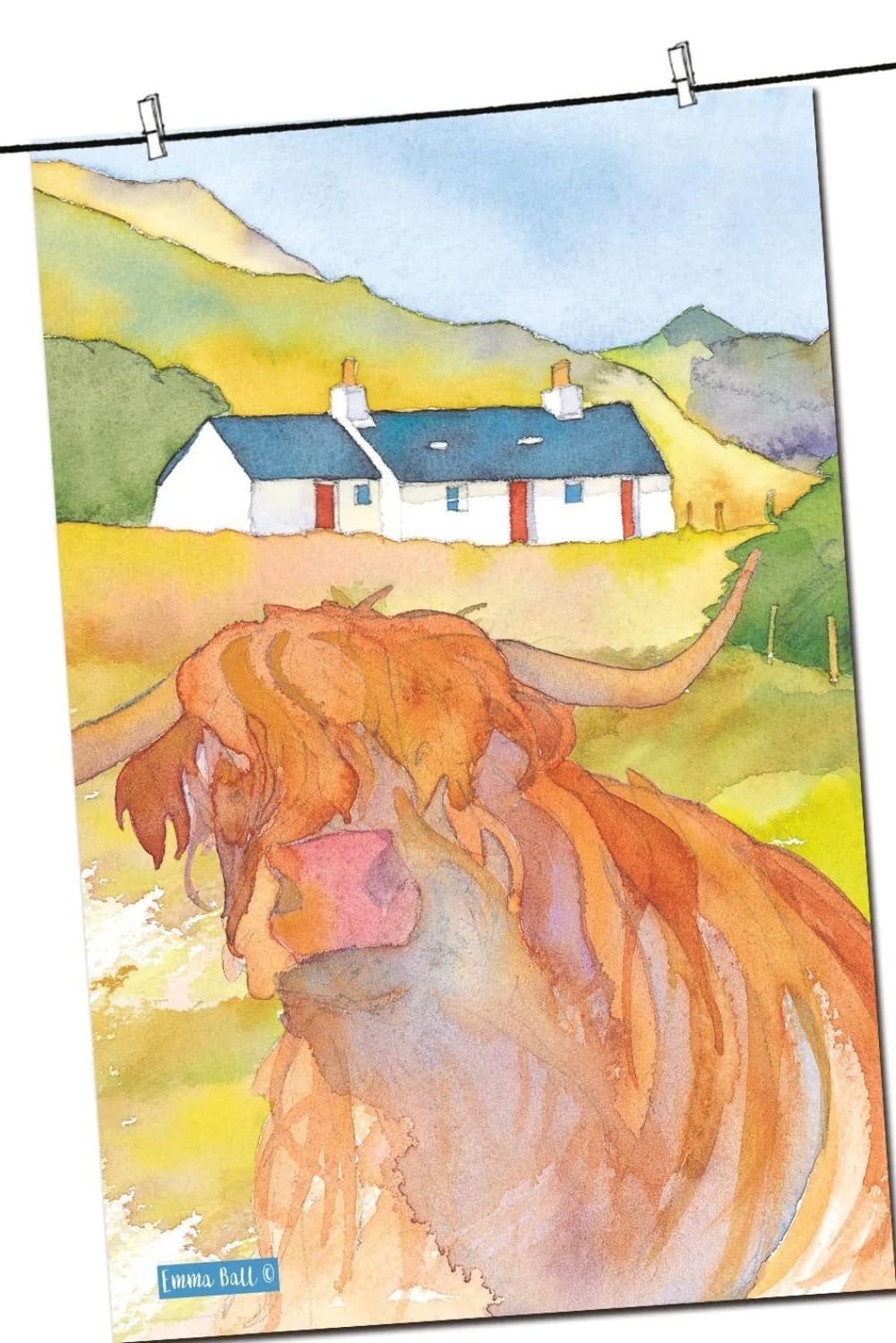 Highland Cow Tea Towel - Emma Ball