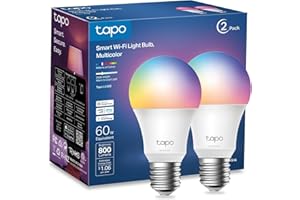 TP-Link Tapo Smart Wi-Fi Light Bulbs, 16M Colors RGBW, Dimmable, Compatible w/Alexa and Google Home, A19, 60W Equivalent, 800