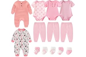Ruliby Baby Bodysuit and Pant Sets Ribbed Romper Soft Newborn Boy Girl Clothes Outfits Layette Gift Set