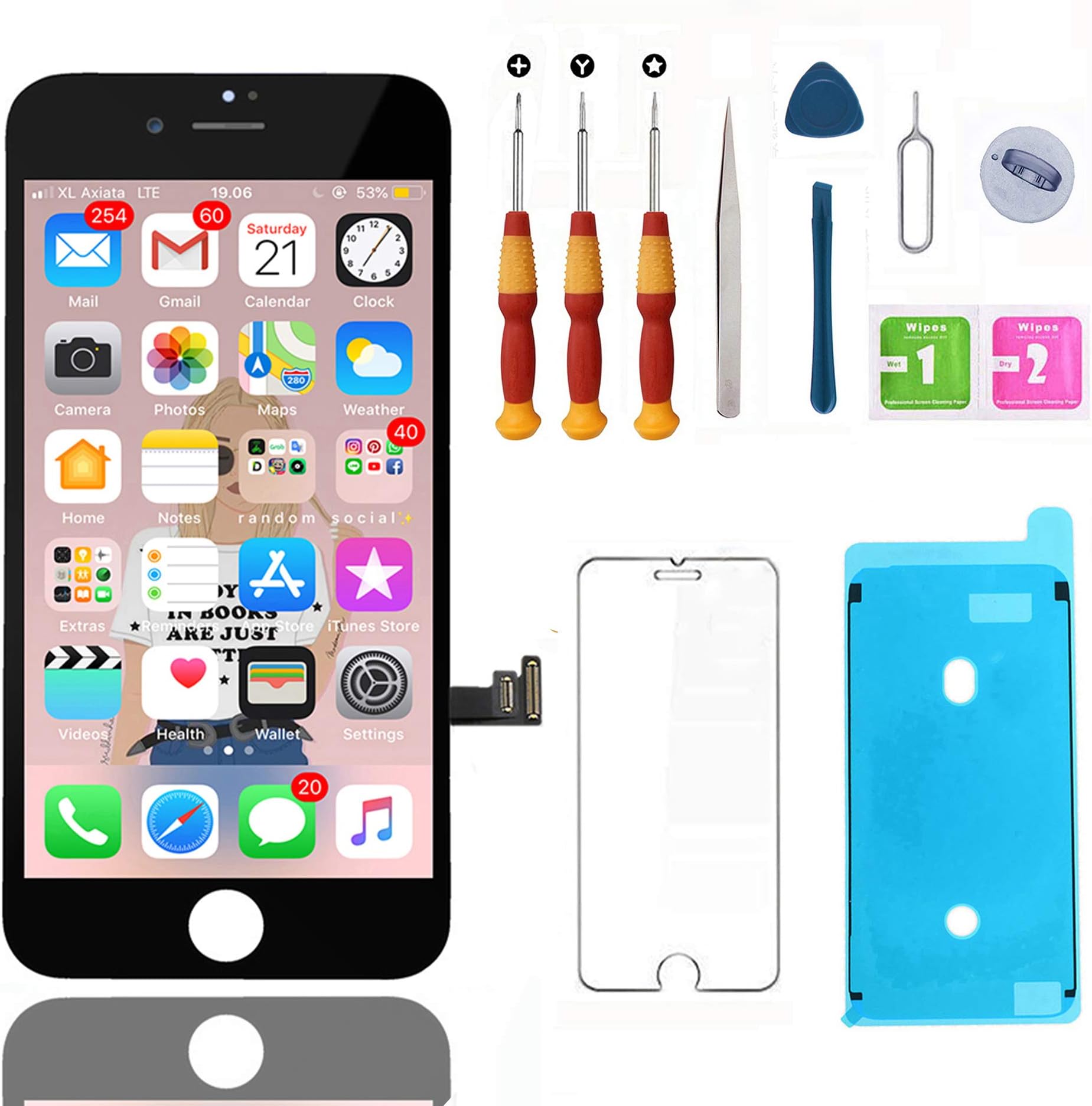 Swgrdin 3D Touch Screen Frame for iPhone 7 Screen Replacement Black 4.7", Display Assembly LCD for iPhone 7 Digitizer with Tool Kits and Screen Protector, A1660, A1778, A1779 Only