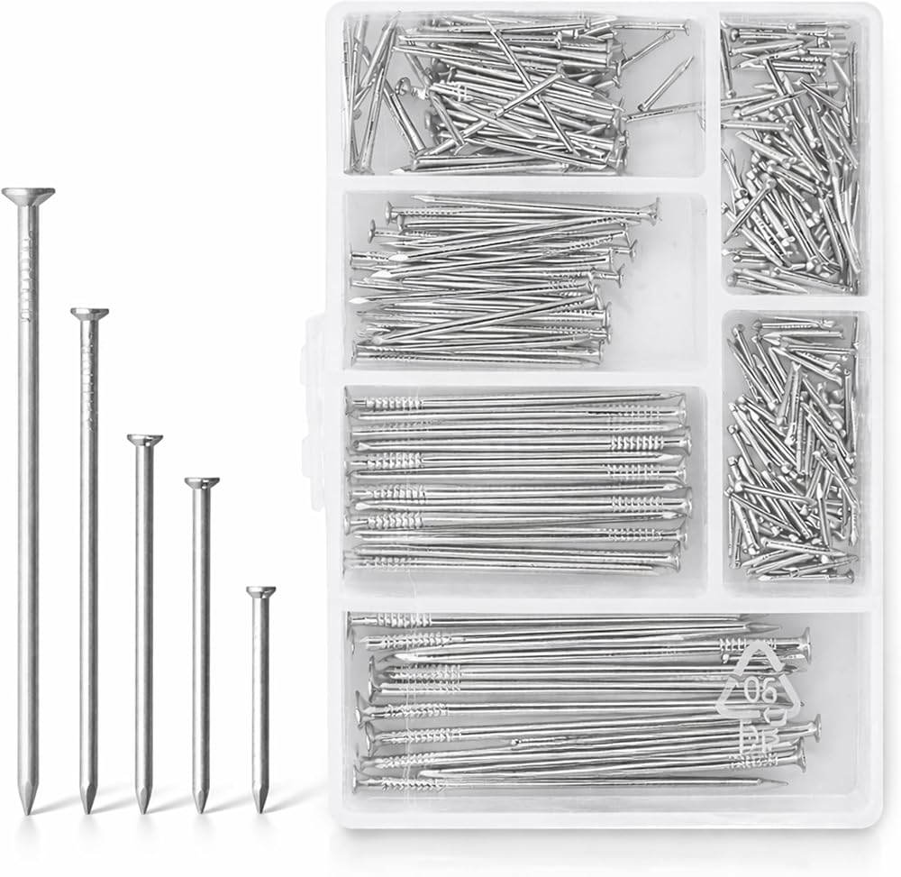 D.A.Y. Republic Flat Head Nails 250 Assorted Sizes Zinc Plated Woodwork Storage