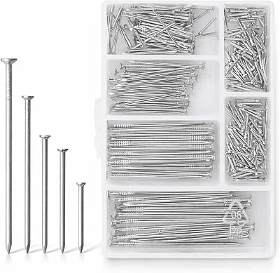 D.A.Y. Republic Flat Head Nails 250 Assorted Sizes Zinc Plated Woodwork Storage