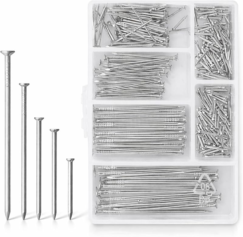 D.A.Y. Republic Flat Head Nails 250 Assorted Sizes Zinc Plated Woodwork Storage