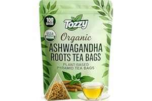 Tozzy Organic Ashwagandha Tea – 100 Count, Plant-Based Pyramid Tea Bags