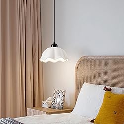 Mini Ceramic Pendant Light Retro White Wave