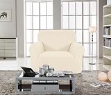 SAMSTEX 1 Seater Sofa Cover Beige High Stretch 1-Piece Anti-Slip Machine view 2
