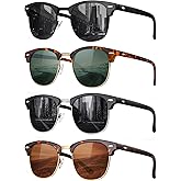 FURISHQI Classic Polarized Sunglasses for Men and Women Retro Style Semi Rimless Frame Sun Glasses 100% UV Protection Goggles