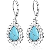HELORET Turquoise Bohemian Dangle Earrings for Women Turquoise Drop Earrings Boho Healing Stone Earrings Jewelry Gifts