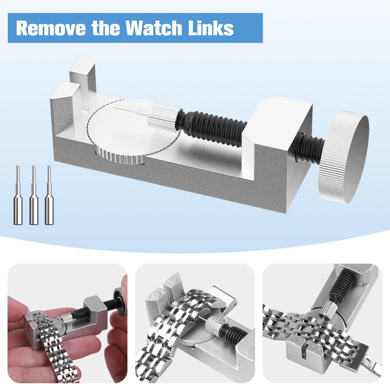 BYNIIUR Watch Link Removal Kit, Watch Band Adjustment Tool Kit, Watch Link Strap Pin Removal Tool, Watch Sizing Tool Kit for Watch Bracelet Adjustment Resizing, Watch Pin Pusher Removal Tool