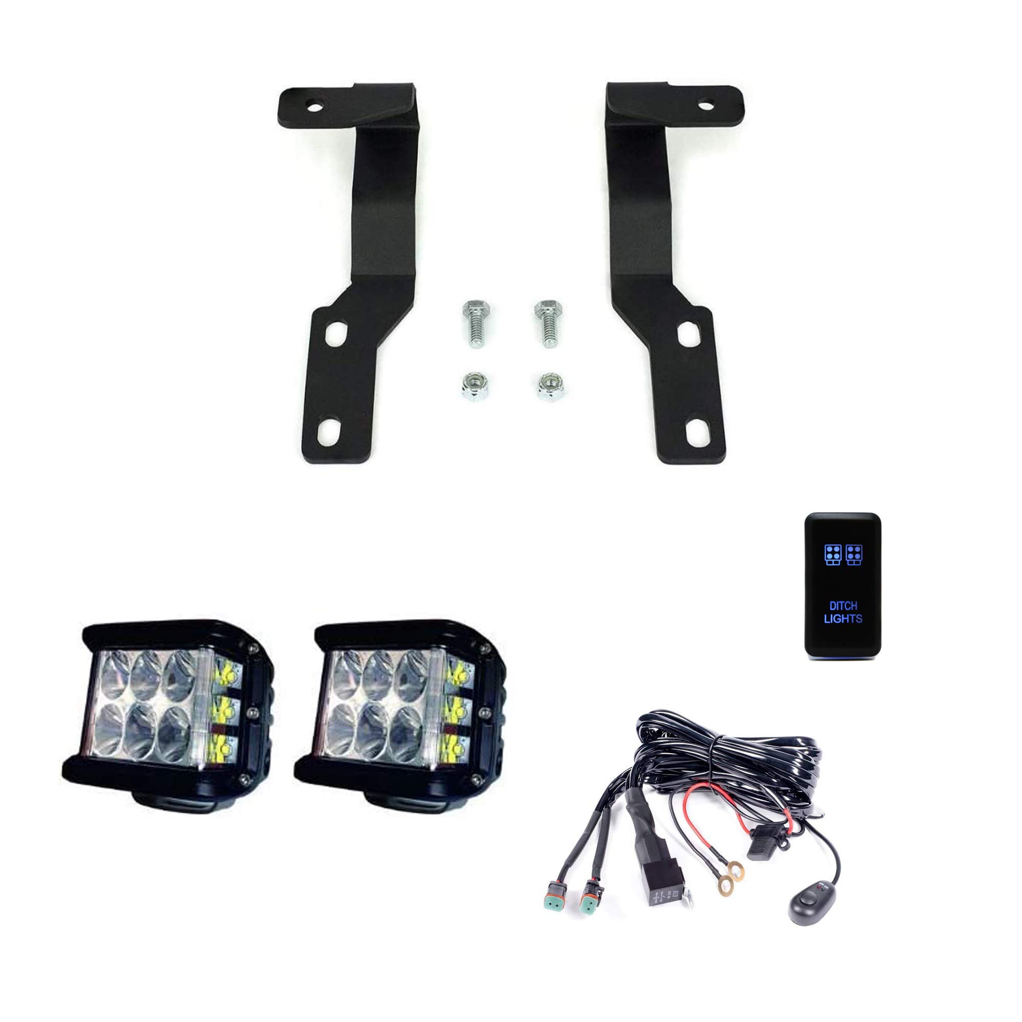 Hood Mount Low Profile Ditch Light LED Pods Brackets| 27W Side Projecting LED Pods| OEM Style Tall “